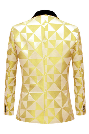 Xale Amarelo Lapela 2 Peças Geometrical Ternos Masculinos